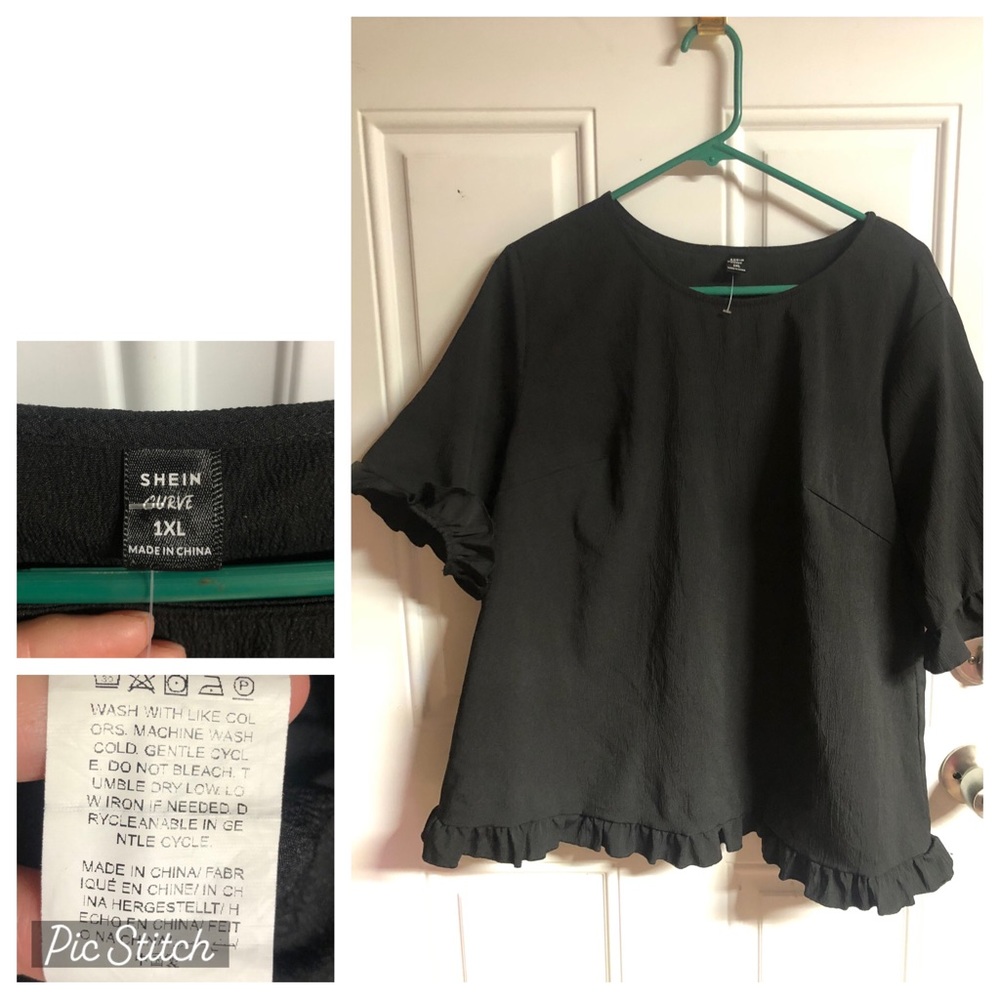 Ladies black pullover plus size top